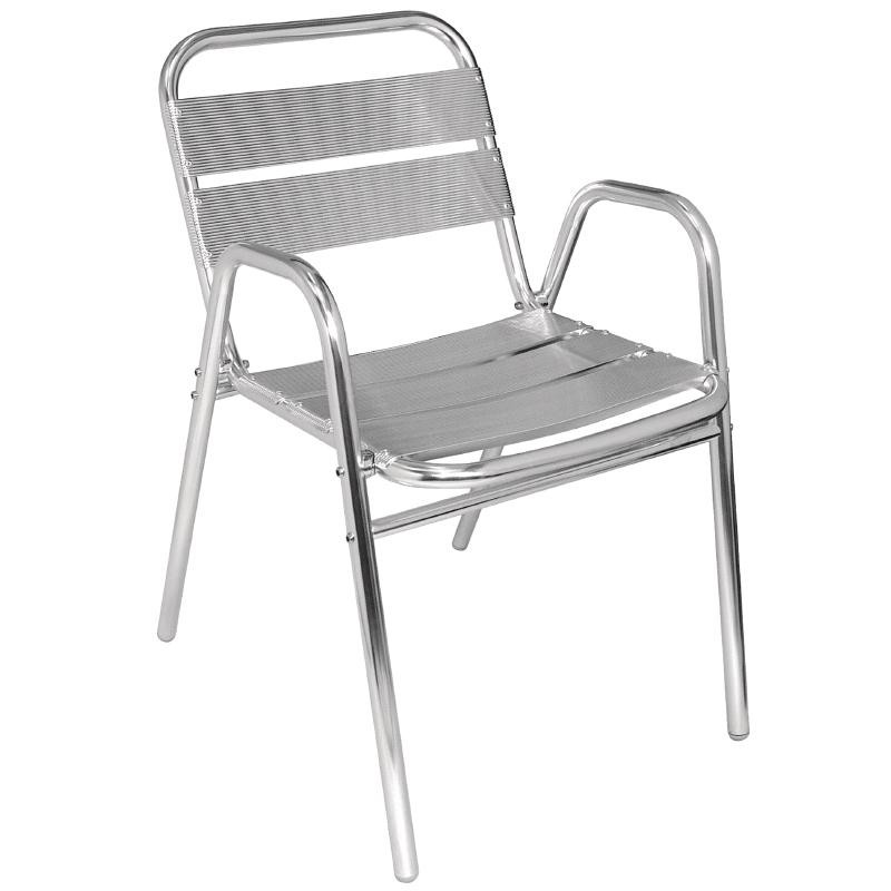 Bolero Aluminium Stacking Chairs Arched Arms 