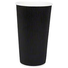 Black Ripple Disposable Paper Coffee Cups 20oz / 568ml