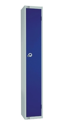 Elite Single Door Camlock Locker with Flat Top Blue 300mm