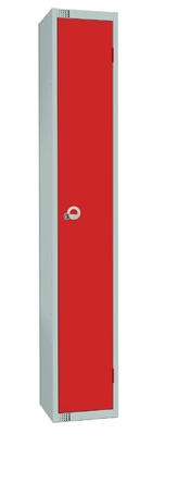 Elite Single Door Camlock Locker with Flat Top Red 300mm