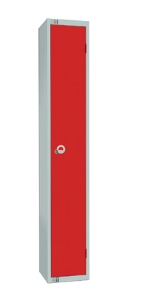 Elite Single Door Camlock Locker with Flat Top Red 450mm
