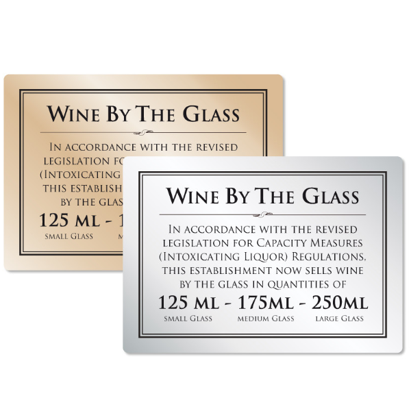 Wine by the glass Bar Sign 125, 175 & 250ml 