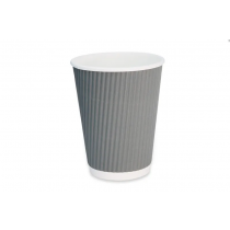 Signature Grey Disposable Triple Wall Ripple Hot Drink Cup 12oz