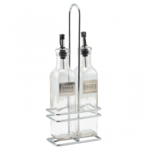 Square Oil & Vinegar Set with Chrome Stand