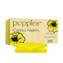 Poppies Yellow Cocktail Napkins 2ply 23cm 