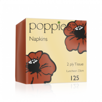 Poppies Terracotta Lunch Napkins 2ply 32cm