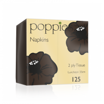 Poppies Chocolate Lunch Napkins 2ply 8 Fold 32cm 