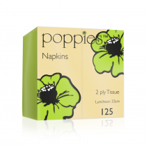 Poppies Lime Green Lunch Napkins 2ply 8 Fold 32cm 