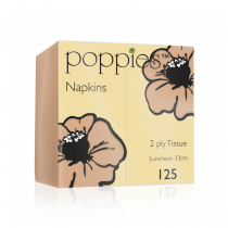 Poppies Peach Lunch Napkins 2ply 8 Fold 32cm 