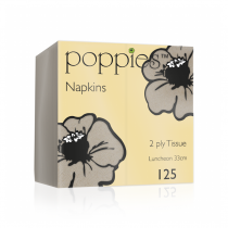 Poppies Recycled Unbleached Lunch Napkins 2ply 8 Fold 32cm