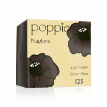 Poppies Chocolate Dinner Napkin 2ply 4 Fold 40cm 