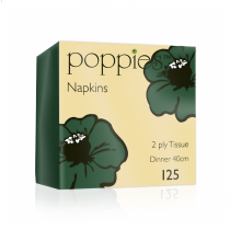 Poppies Forest Green Dinner Napkin 2ply 4 Fold 40cm