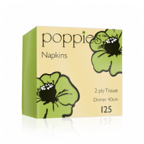 Poppies Light Green Dinner Napkin 2ply 4 Fold 40cm 