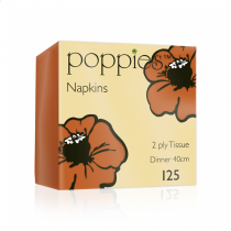 Poppies Orange Dinner Napkin 2ply 4 Fold 40cm 