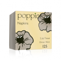 Poppies Recycled Unbleached Dinner Napkins 2ply 4 Fold 40cm 