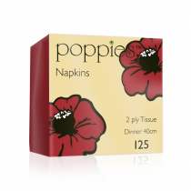 Poppies Red Dinner Napkin 2ply 4 Fold 40cm 