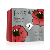 Poppies Red Dinner Napkin 4 Fold 40cm 3ply