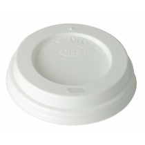 White Domed Disposable Sip Lids To Fit 10-20oz Paper Hot Cups