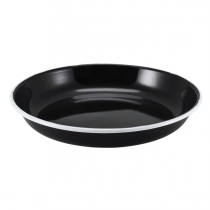 Enamel Rice / Pasta Plate Black with White Rim 24cm 