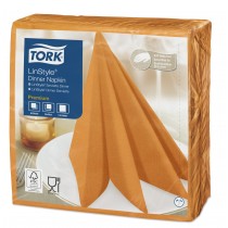 Tork Linstyle Dinner Napkin 4 Fold 39cm Orange