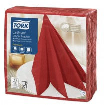 Tork Linstyle Dinner Napkin 4 Fold 39cm Red