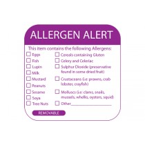 Removable Allergen Food Allergy Label (50 x 50mm) 500 Labels per Roll
