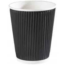 Black Ripple Disposable Paper Coffee Cups 12oz / 340ml