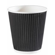 Black Ripple Disposable Paper Squat Coffee Cup 12oz / 340ml