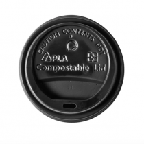 Black Compostable CPLA Domed Sip-Through Lid For Ultimate Cup 