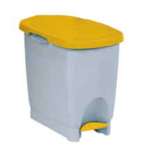 Araven White Step On Pedal Bin with Yellow Lid 22 Litre