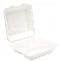 Bagasse 3 Compartment Meal Box 9inch 