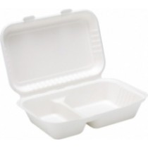 Bagasse 2 Compartment Lunch Box 9 x 6inch