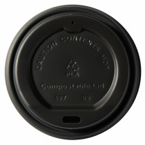 Compostable Black Domed Sip Lids To Fit 8oz Paper Cups