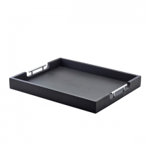 Solid Black Butlers Tray with Metal Handles 54.5 x 44cm