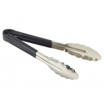 Genware Colour Coded Stainless Steel Tongs 23cm Black 