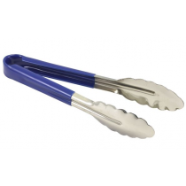 Genware Colour Coded Stainless Steel Tongs 23cm Blue