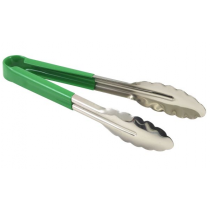 Genware Colour Coded Stainless Steel Tongs 23cm Green