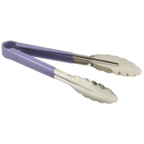 Genware Colour Coded Stainless Steel Tongs 23cm Purple