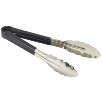 Genware Colour Coded Stainless Steel Tongs 31cm Black