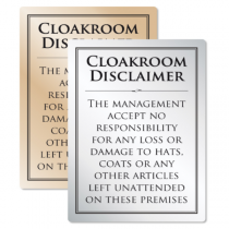 Cloakroom Disclaimer Sign 