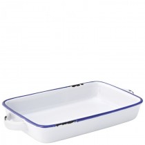 Avebury White & Blue Rim Rectangular Dishes 8.5inch / 22cm