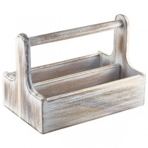 Wooden Table Caddy White Wash