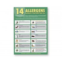 14 Allergens Guide for Staff Notice A3 Gloss Vinyl Sticker