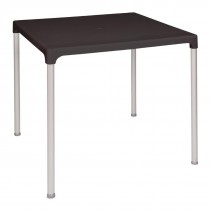 Bolero Square Table Black with Aluminium Legs 750mm
