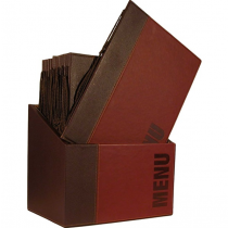 Contemporary Menu Box with 20 Menu Covers A4 Wine Red