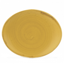 Churchill Stonecast Mustard Seed Yellow Oval Coupe Plates 19.2c
