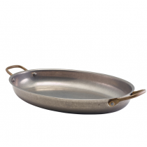 Genware Vintage Steel Oval Dish 34 x 23cm