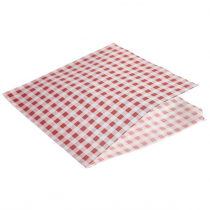 Red Gingham Print Greaseproof Paper Bags 17.5 x 17.5cm 