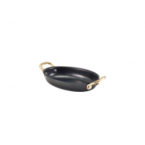 Genware Black Vintage Steel Oval Dish 16.5 x 12.5cm