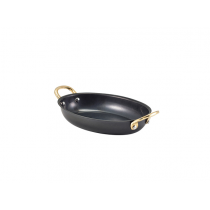Genware Black Vintage Steel Oval Dish 18.5 x 13.5cm